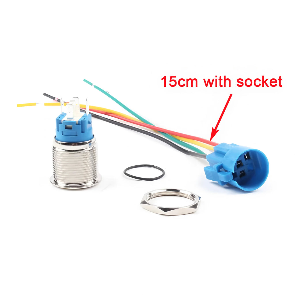 16/19/22mm Custom Metal Push Button Switch Start Stop LED Light For Car Fog Switch Motorcycle Waterproof Black/Silver 12V 24V