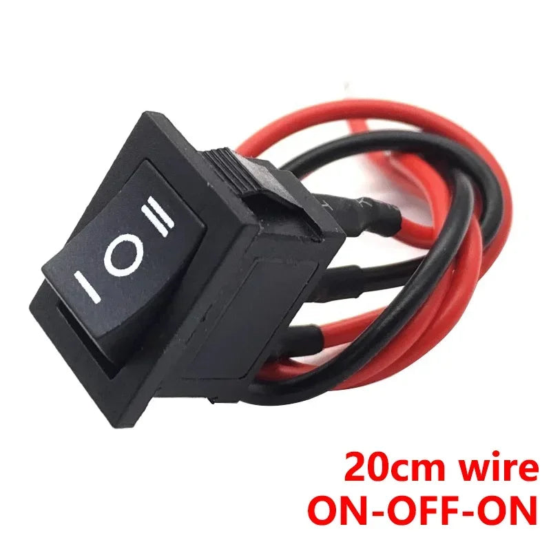 5Pcs KCD1 Mini Rocker Switch 6A/250V 10A/125V Power Switch ON OFF with Wire Cable Toggle Switch for Car Automotive Boat