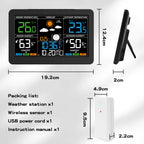 Large Screen Weather Clock Weather Station Wireless RF Temperature Humidity Monitor with Weather Forecast Remote Sensor