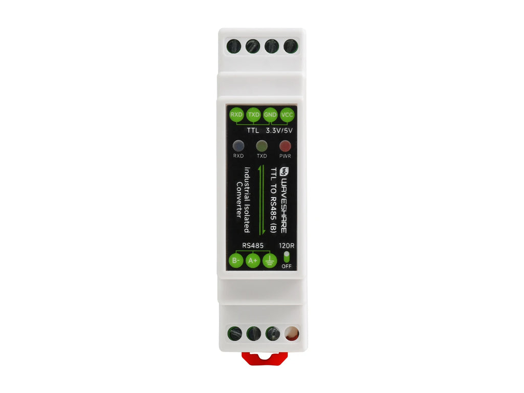 Waveshare Rail-mount TTL To RS485 Galvanic Isolated Converter, 600W Lightningproof & Anti-Surge, Multi-Isolation Protection