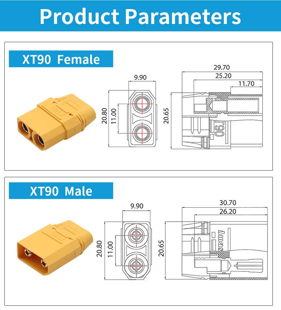 OMCH XT90 Male Female Plug Battery Connector With Silicone Flexible Wire 10AWG For RC Airplane Lipo Battery Drone Car