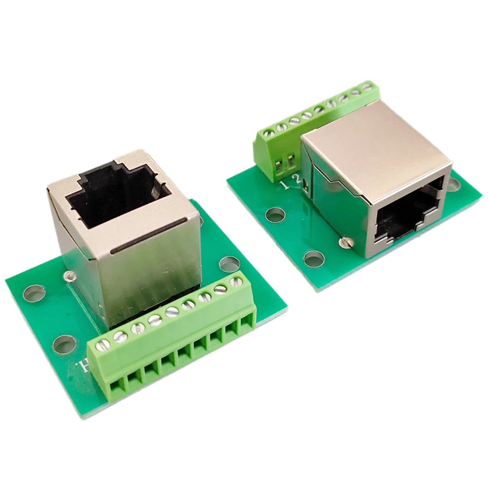 1PC RJ45 Ethernet Female to KF128-9P Screw Terminal Adapter Board 2.54mm Pitch Breakout Board for PCB