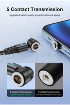 USLION 540 Rotate 5A Magnetic Cable Fast Charging Type C Cable Micro USB Magnet Charge Phone Data Line Wire For iphone 15 Xiaomi