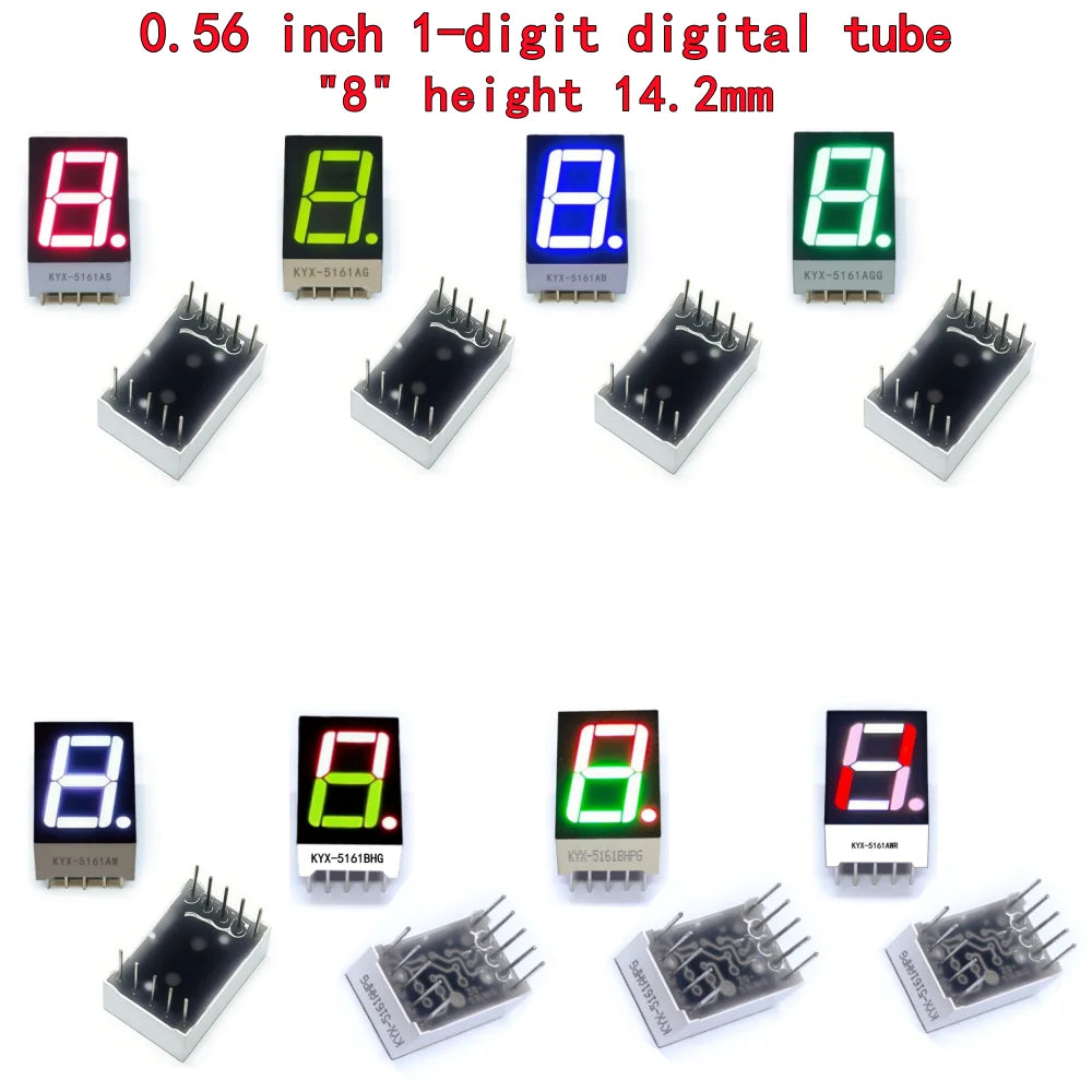 10PCS 0.56-inch 1-digit digital tube 12.6mmX19mm digital display screen "8" high 14.2mm 7-segment digital tube 5161series5611