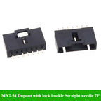 MX2.54 TJC8 Dupont Connector 2/3/4/5/6/7/8/9/10Pin With Lock Buckle Single Row 2.54mm Right Angle Straight/Curved Needle