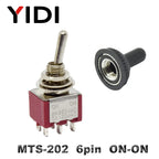 6A 125VAC Mini 6mm Toggle Switch MTS 102 103 202 203 302 303 402 403 on off SPDT DPDT on off on 3PDT Switch with Waterproof Cap