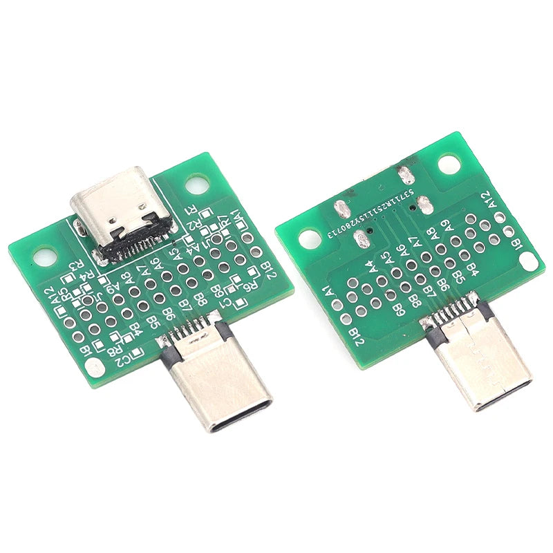 TYPE-C Rotating Mother Test Board USB2.0 Data Male Female Adapter Board 16P Earphone Cable Extension with Solder Pad