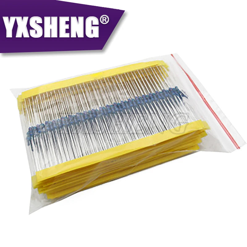 300/600PCS/Set 30 Kinds 1/4W Resistance 1% Metal Film Resistor Pack Assorted KIT Set1K 10K 100K 220ohm 1M Resistors