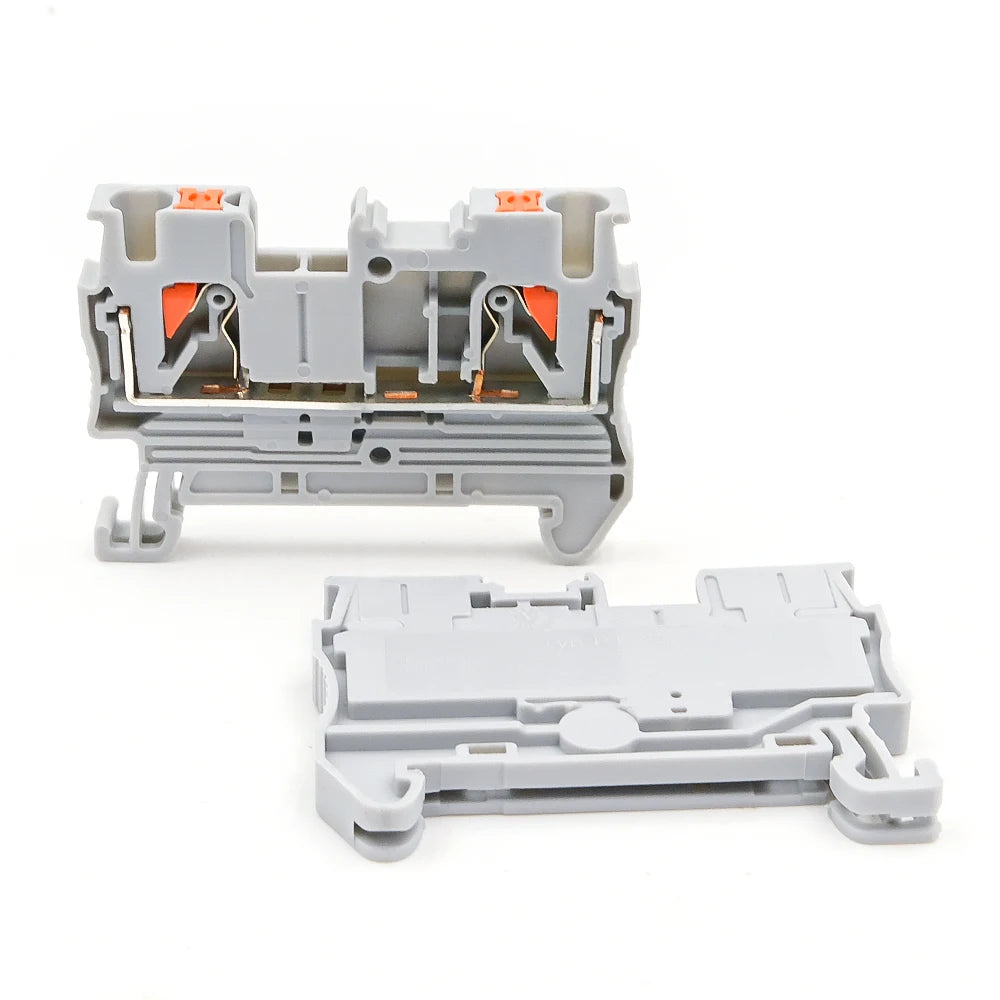 100Pcs DIN Rail Terminal Block PT2.5 2.5mm² Push-in Quick Wiring with Spring Cage Compact Industrial Electrical Connector