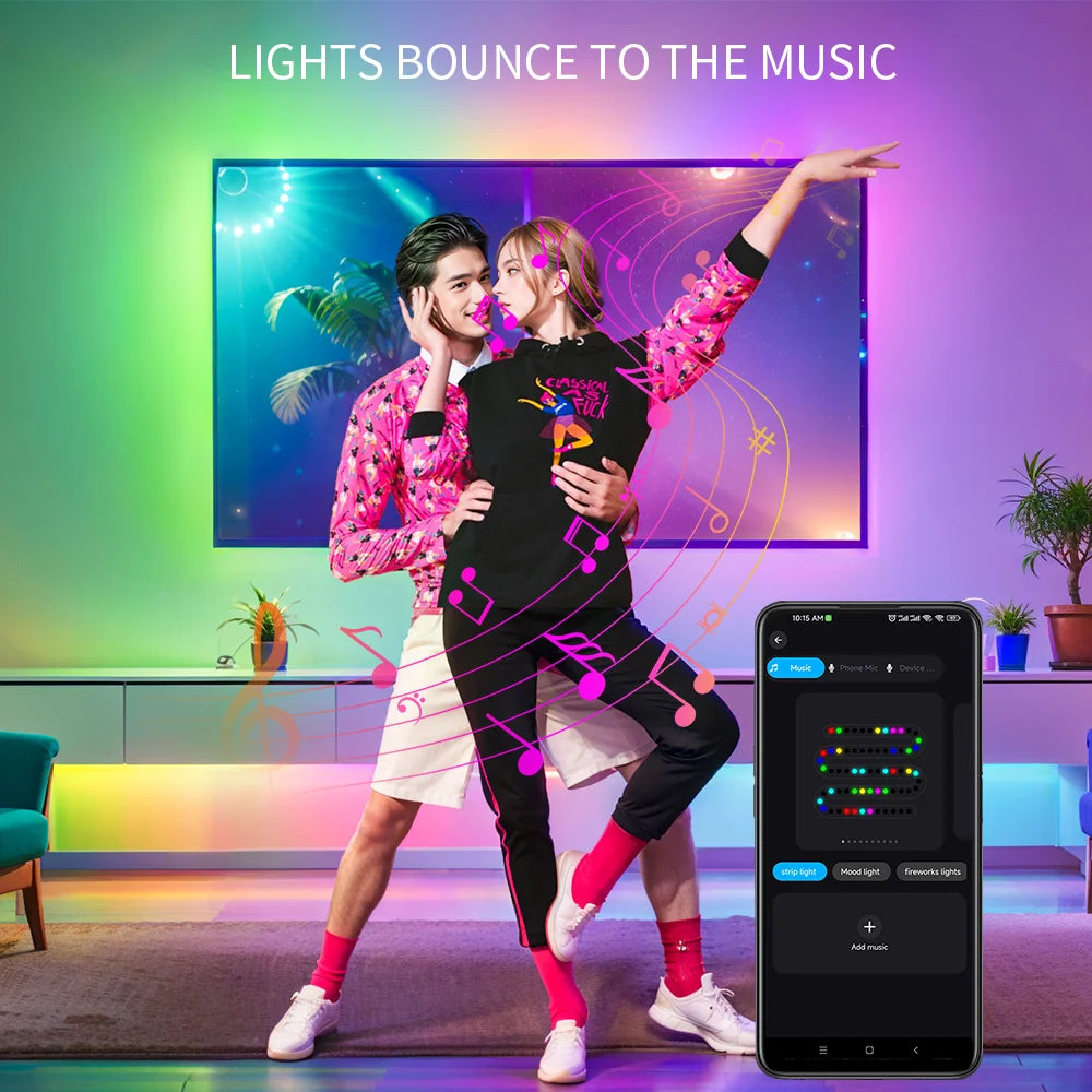 WS2812B LED Strip Bluetooth Wifi Music Controller Kit Individually Addressable Smart RGB LED Tape 30/60/74/96/144Leds/m USB DC5V