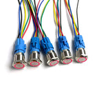 5 pcs Metal Push Button Switch 12v 16mm 19mm 22mm Ring Lamp Power Symbol Waterproof LED Light Self Lock Reset with Connector 220