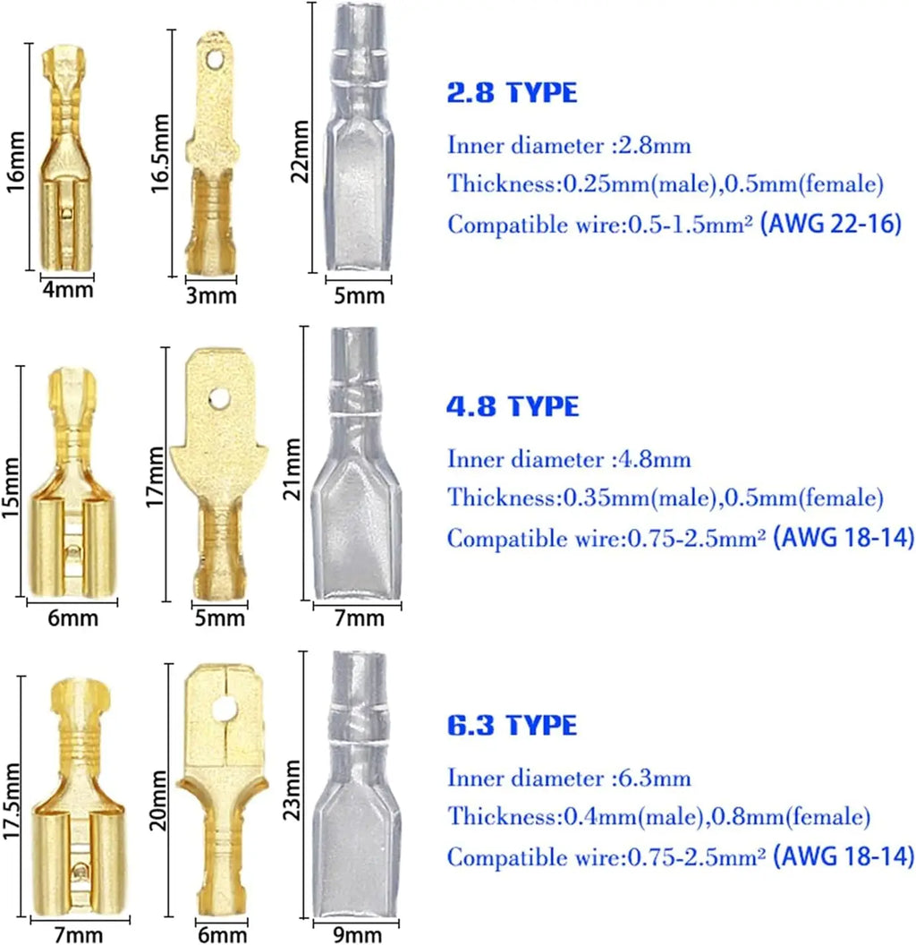 600Pcs 2.8/4.8/6.3mm Male Female Spade Connectors Wire Crimp Terminal Block with Insulating Sleeve Assortment Kit Going