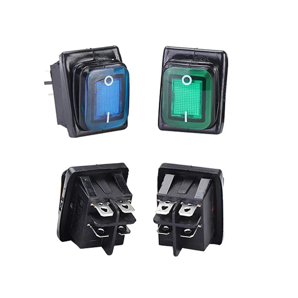 KCD2 KCD4 Waterproof Boat-shaped Rocker Switch Reset Waterproof Rectangular Switch Rocker Switch 20A DPST Rocker Switch IP67