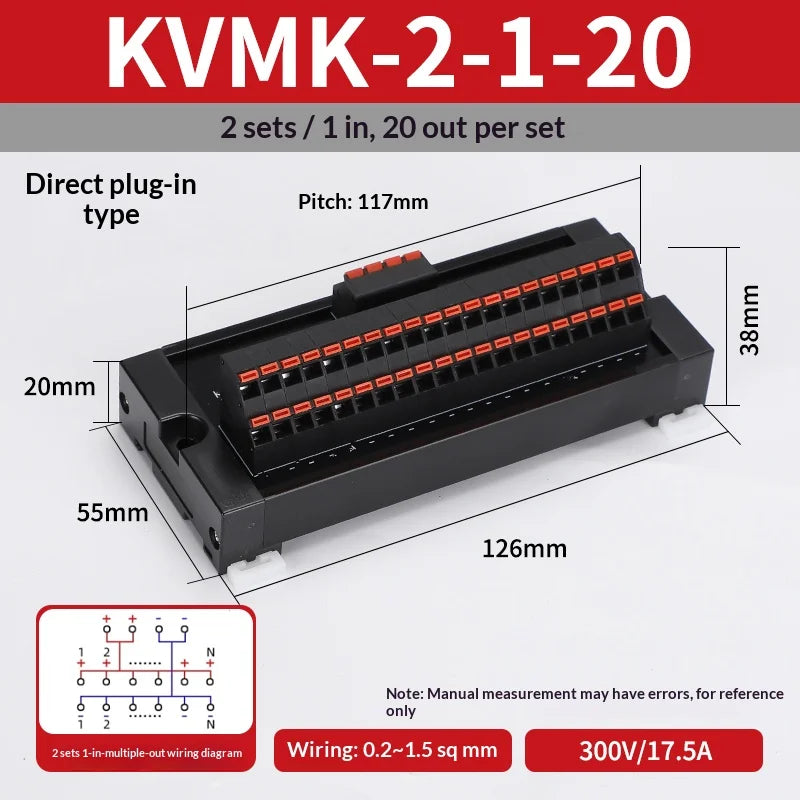 One in Multiple Out Direct Insertion Terminal Block Distribution Box DIN Rail Power Common Splitter PLC Signal Line Junction Box
