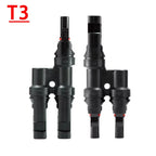 MC4 Solar Connector T Type Y Branch PV Panel Parallel Connection Waterproof IP67 Male Female 2Pcs Solar Cell Plug