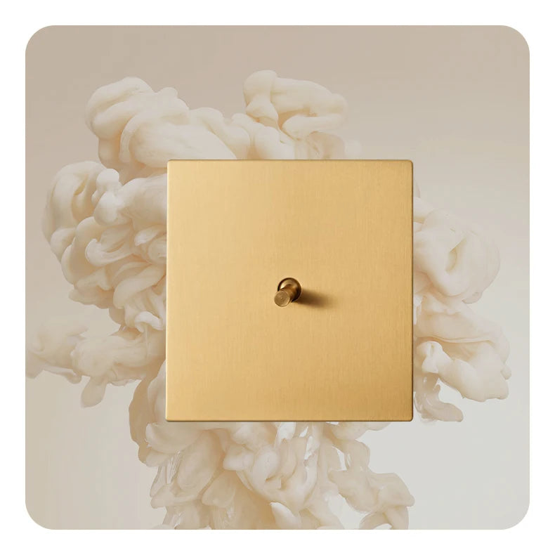 Avoir Metal Panel Toggle Switch 2 Way Gold Copper Lever Wall Power Socket European Plug Usb Type C Charging Port Lighting Dimmer