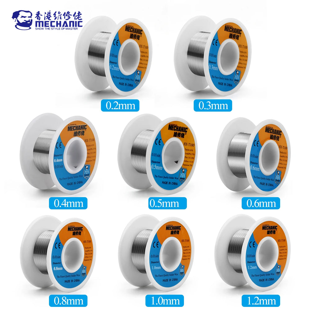 MECHANIC HX-T100 55g Mild Rosin Core 183℃ Melting Point 0.2mm-1.2mm High Purity Solder Wire Welding Flux for PCB repair
