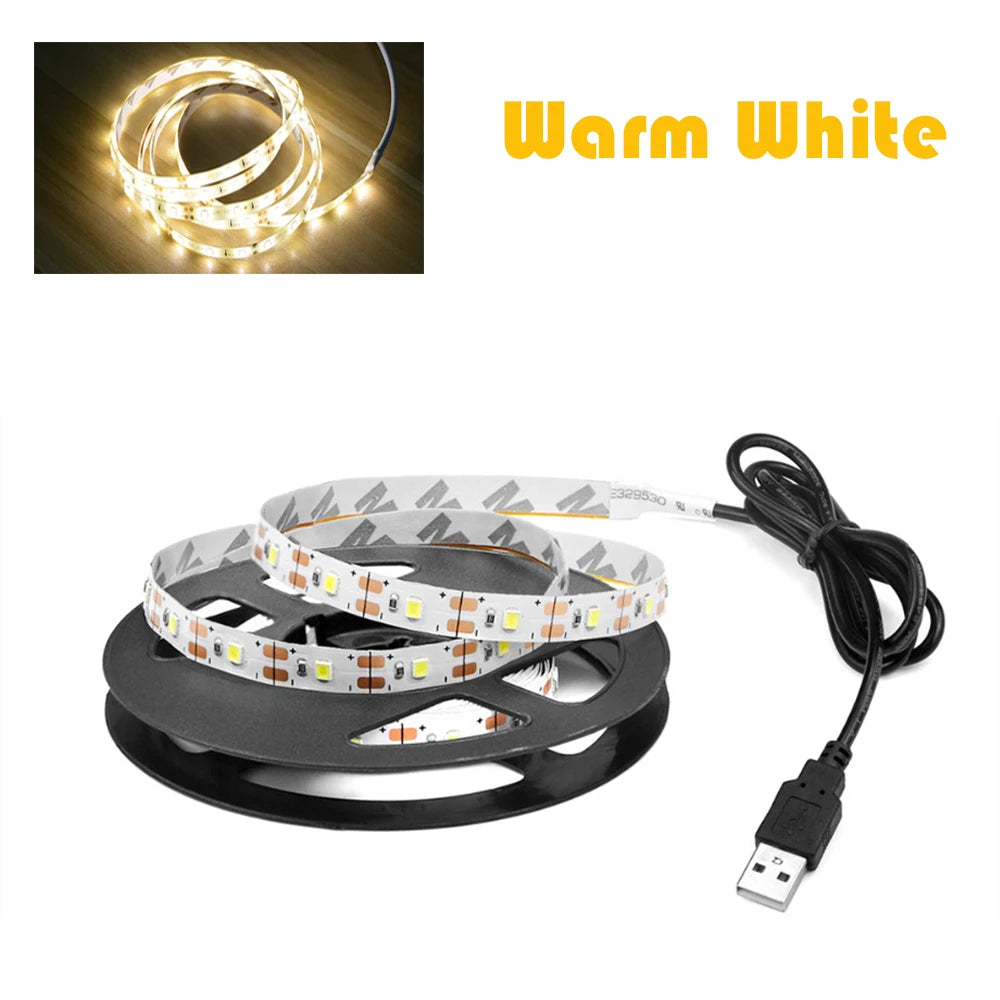 5V USB Led Strip Light SMD 2835 1M 2M 3M 4M 5M White/Warm White  Flexible Lighting Ribbon TV Background Tape Home Decor Lamp