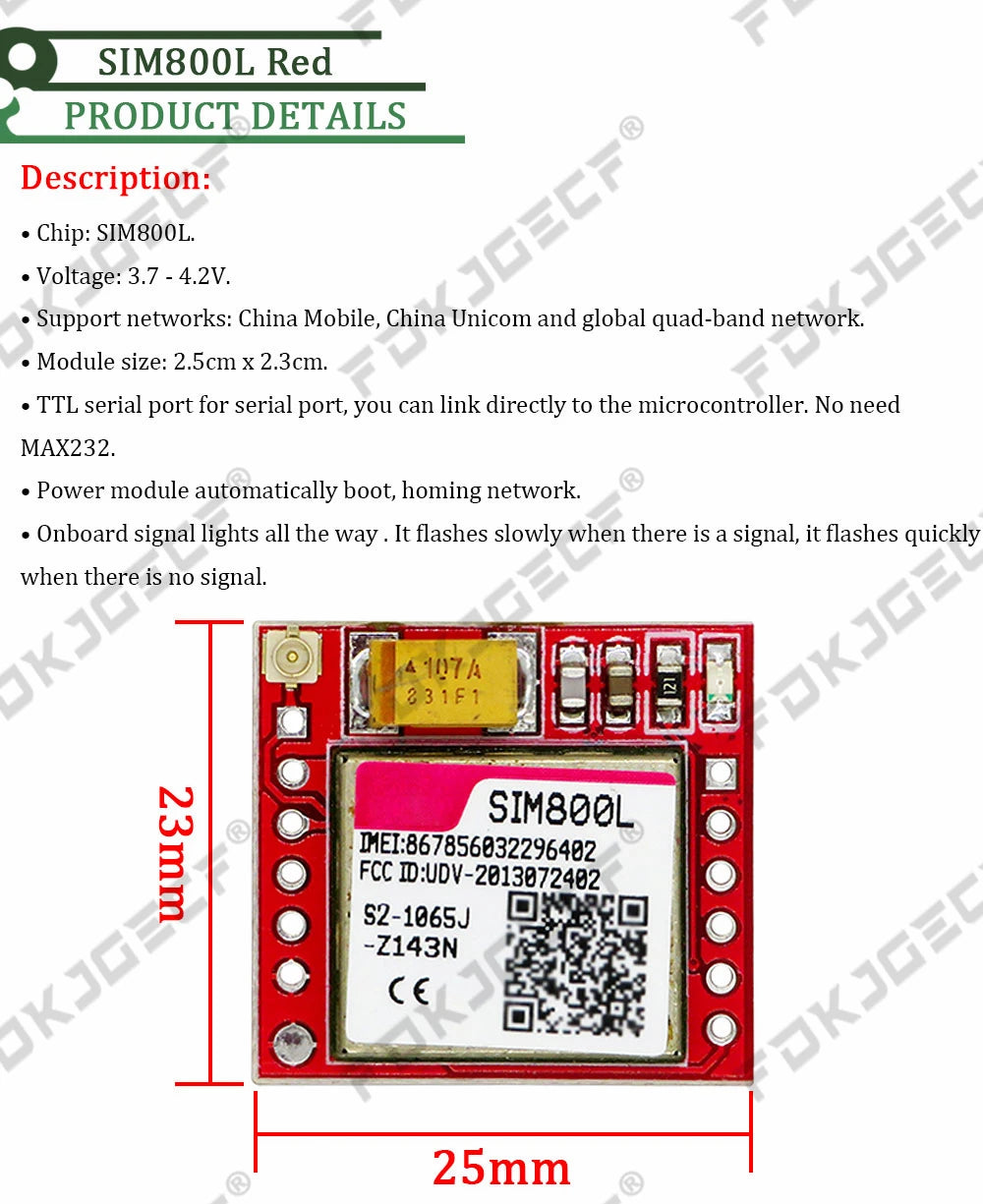 SIM800L GPRS GSM Module Micro SIM Card Core Quad-band TTL Serial Port Antenna PCB Wireless WIFI Board for Arduino Smart Phone