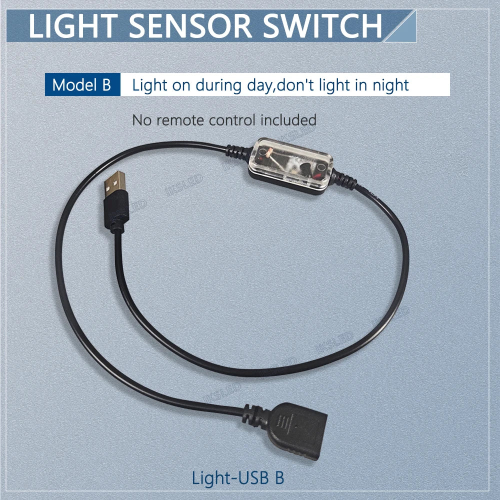 Light Sensor Switch Auto on Off Photocell Street Light Switch 5A Photo Control Photoswitch Sensor with Remote Control 3.7V-24VDC