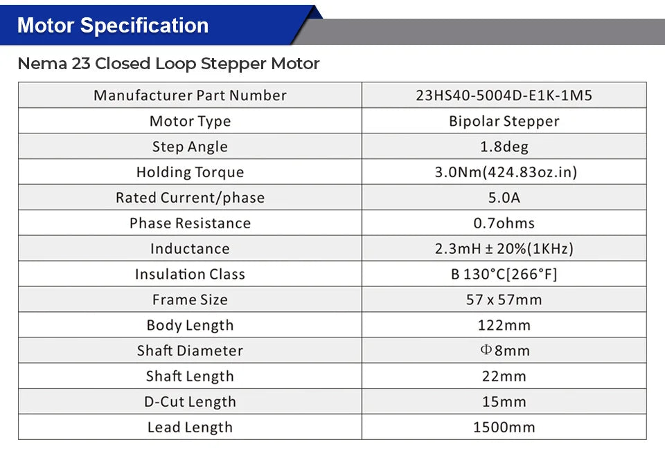 STEPPERONLINE 3Nm Nema 23 Closed Loop Servo Stepper Motor with Encoder CL57Y V2.0 Driver & Power Supply CNC Kit