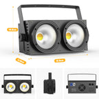 U'King 4PCS 200W COB Par Light 2x100W Blinder Lighting 2 Eyes LED 2IN1 COB Cool Warm White Lighting Party Bar DMX Stage Lighting