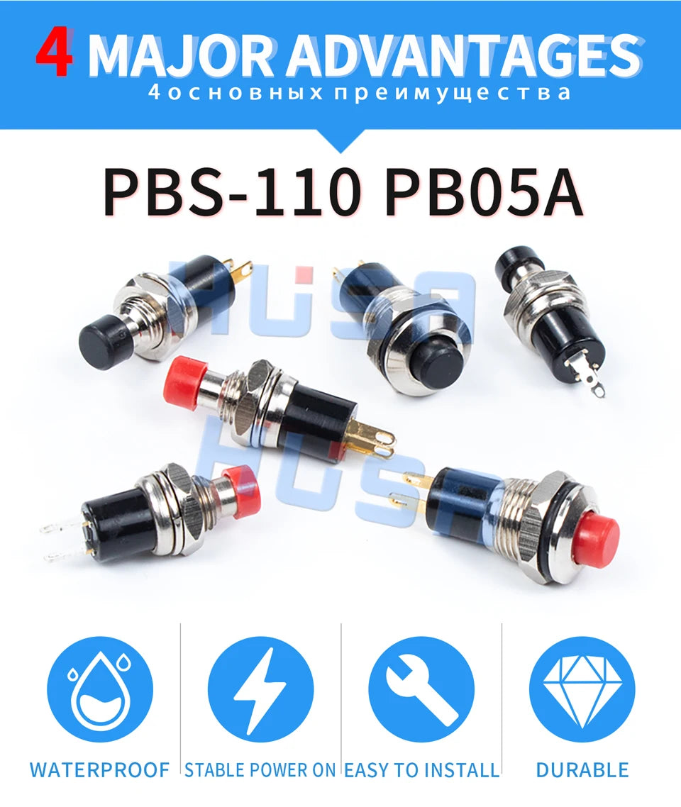 5PCS Mini Round  5mm/7mm/10mm Self-Lock /Momentary Push button Switches FBS-110 1NO1NC Black Red Green 0.5A/125V