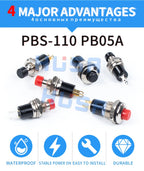 5PCS Mini Round  5mm/7mm/10mm Self-Lock /Momentary Push button Switches FBS-110 1NO1NC Black Red Green 0.5A/125V