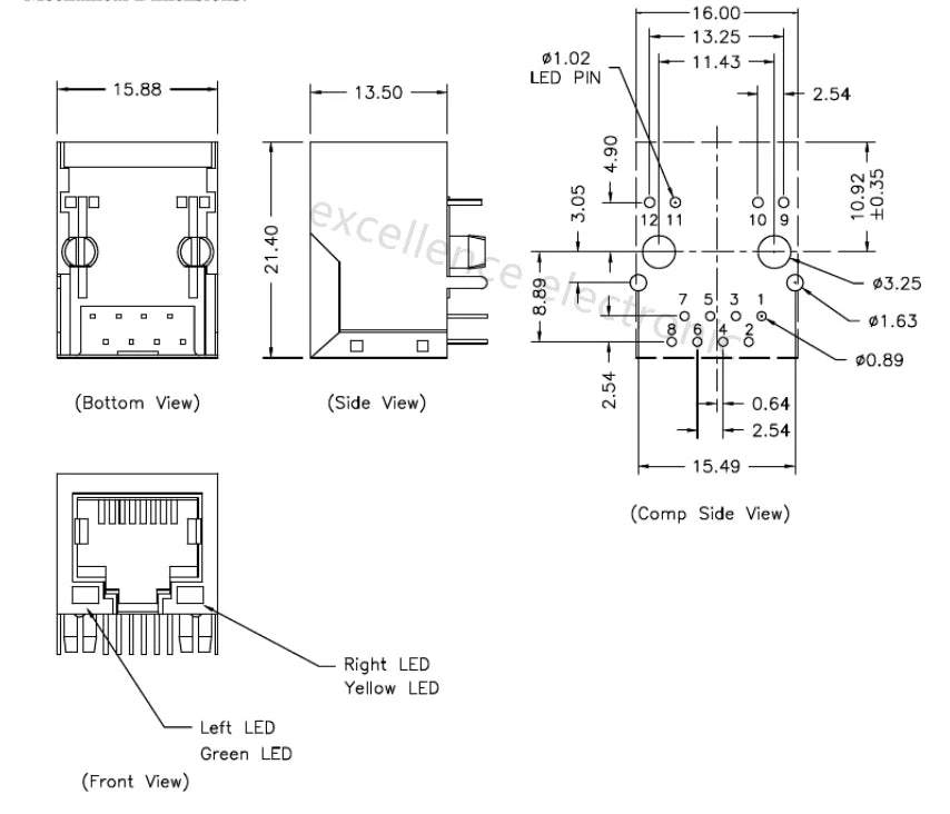 5/10PCS HR911105A Single Port RJ45 Connector With Magnetics Module And LED HR911105