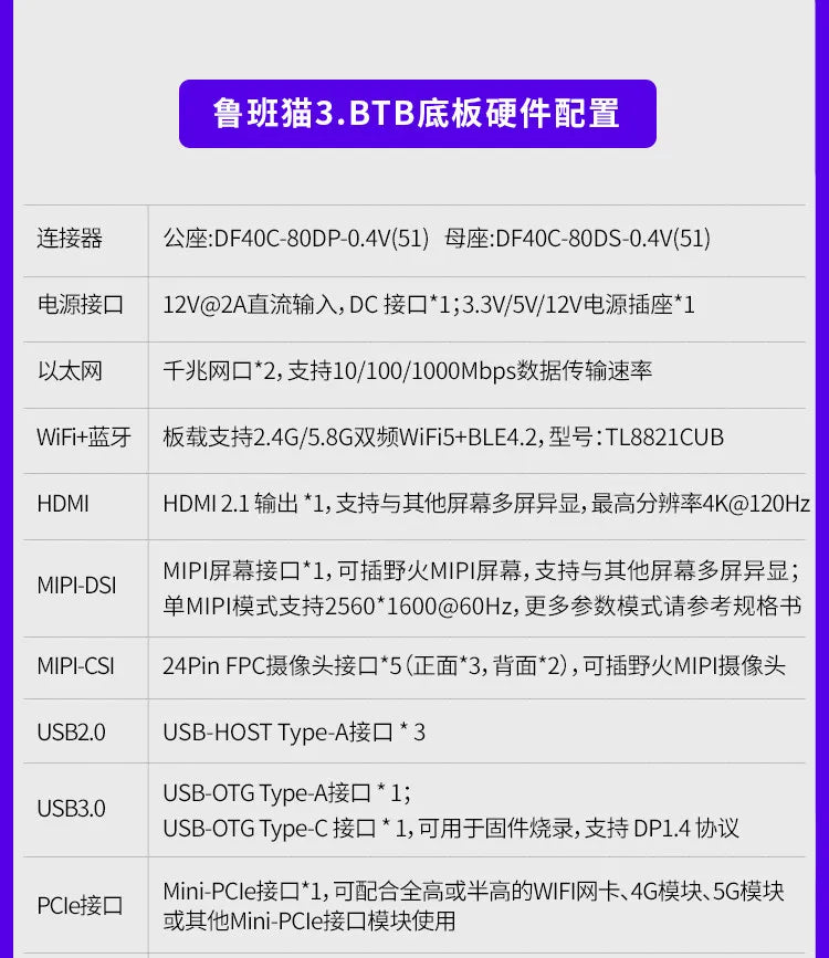 Wildfire Luban Cat 3 Single-Board Computer, Rockchip RK3576 Development Board, Linux & Android AI Board with BTB Connector