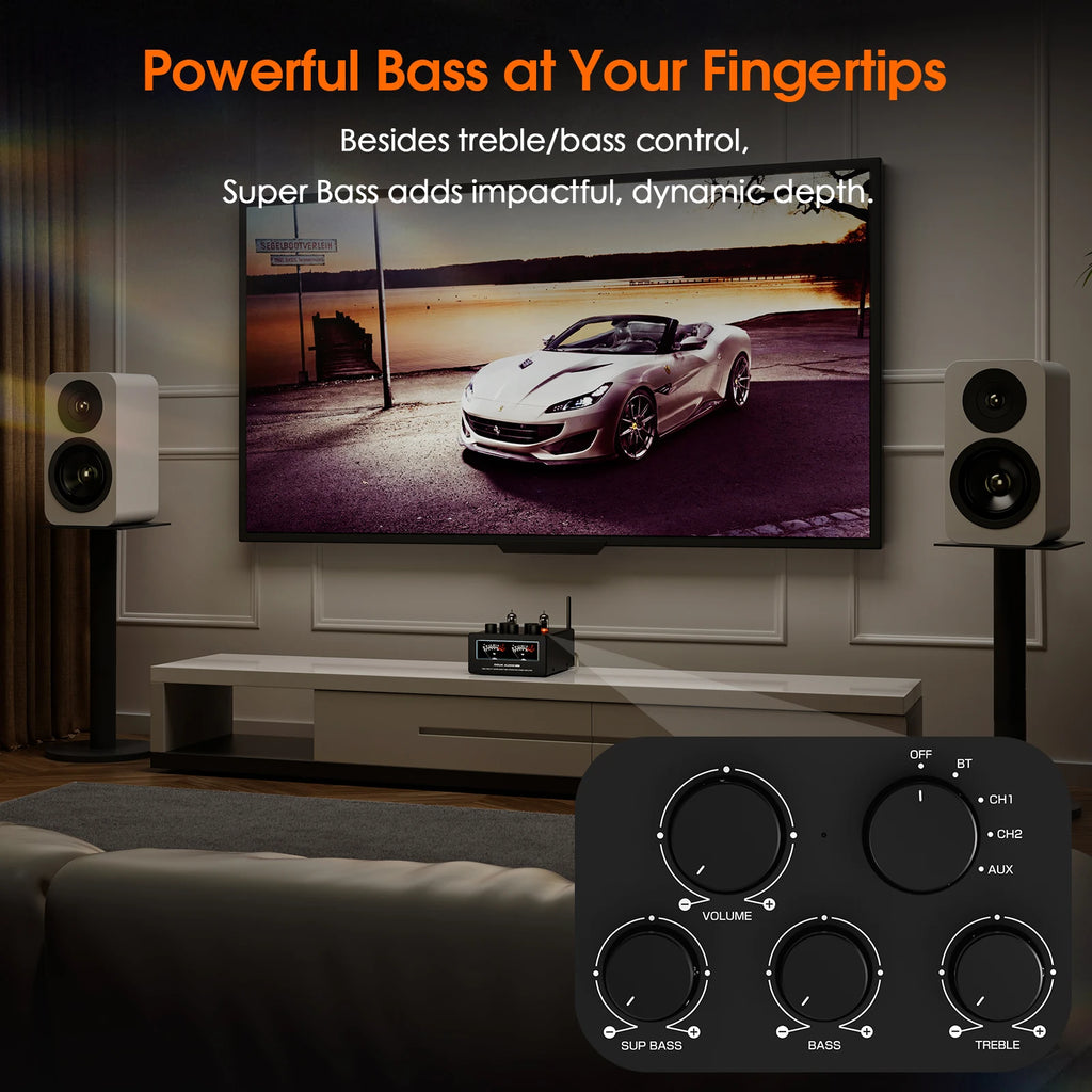 Douk Audio T6PRO HiFi JAN5725 Vaccum Tube Amplifier Bluetooth Receiver TPA3255 Power Amp with VU Meter 300W+300W