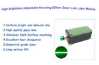 Adjustable Focusing 520nm 500mw 1W 1.4W Green Line 110 DEG Long Service Life Aviation Plug Laser Diode Module Industrial Grade