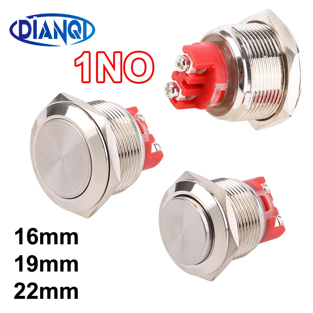 1NO 16mm19mm22mm Waterproof Momentary Latching Metal Doorbell Horn Push Button Switch Fixation Lock Reset NO LED screw terminal