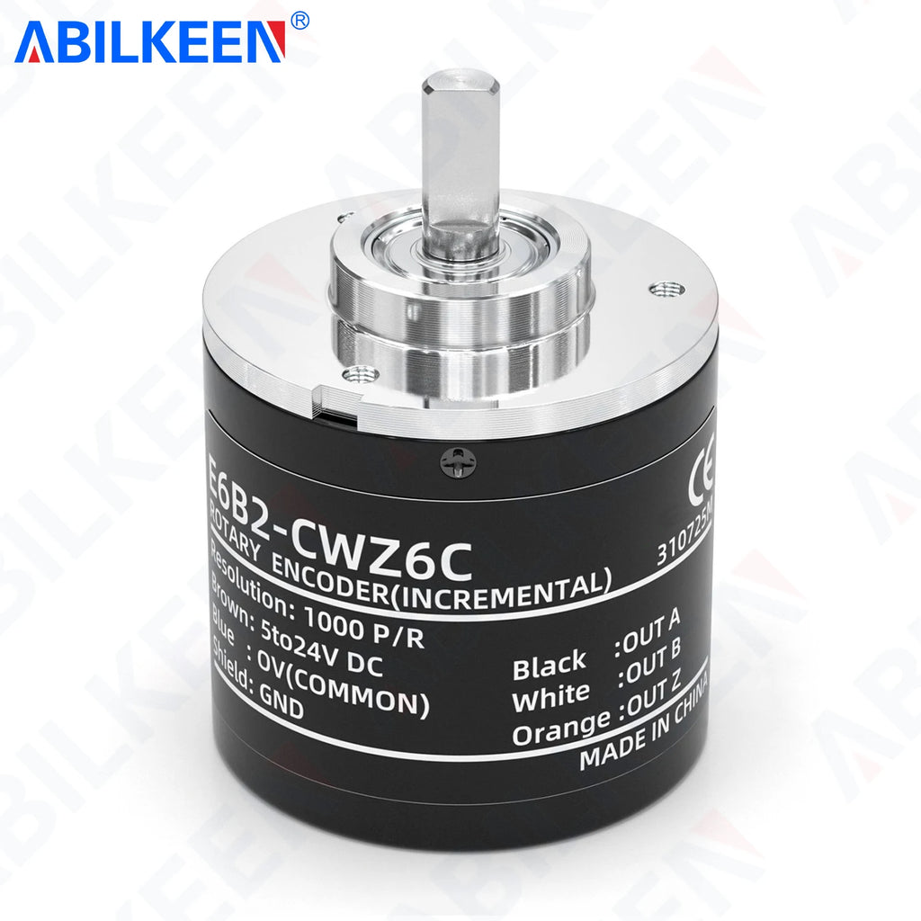 ABILKEEN E6B2 Series 40MM Incremental Rotary Encoder with 6MM Solid Shaft 100~5000 PPR Pluse Magnetoelectric Rotary Encoder