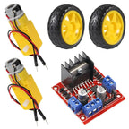 5PCS DC Gearbox Motor TT Motor 200RPM Tire Wheel DC 3-6V 1:48 Male Connector with 1Pc L298N Motor Drive Controller Board