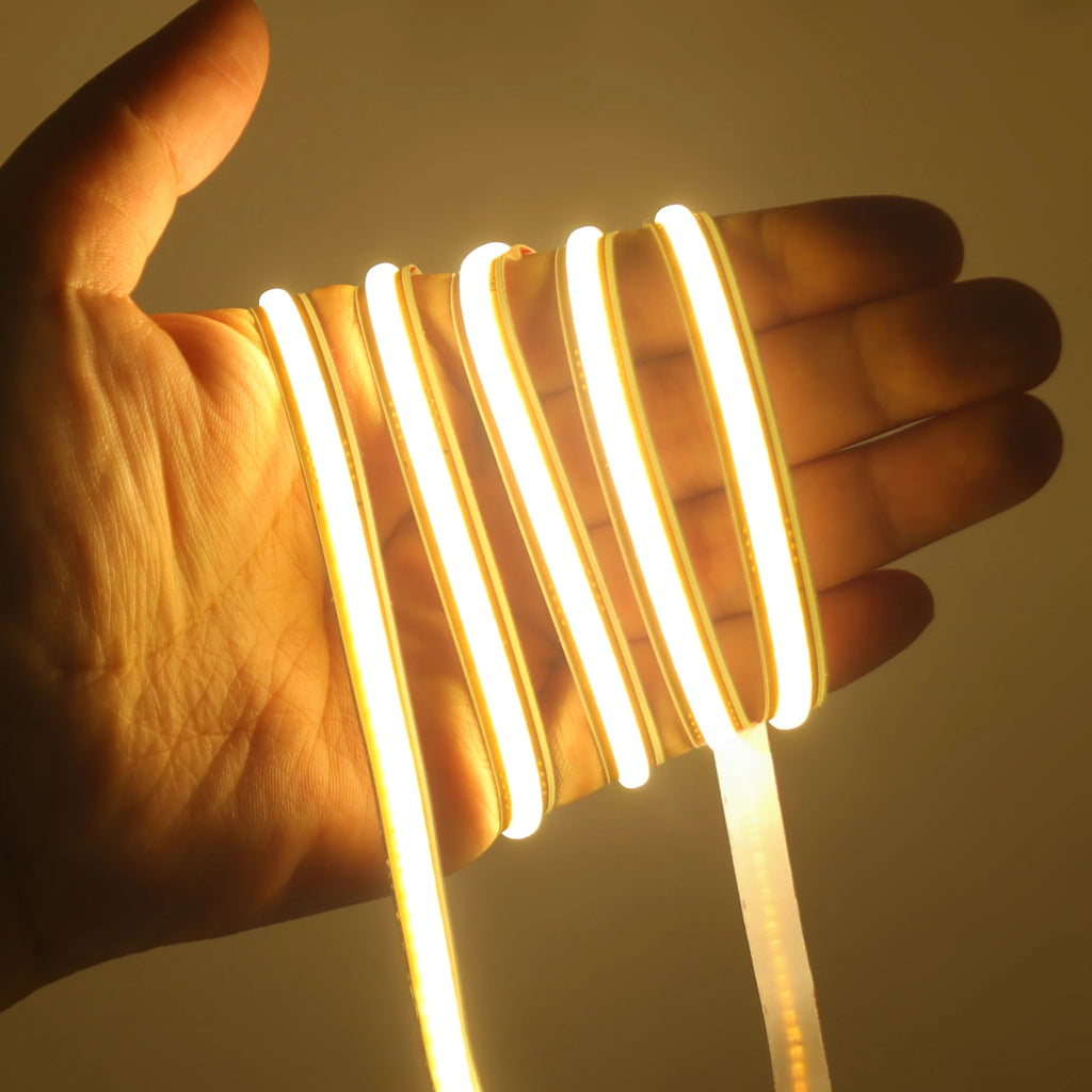 5mm 8mm PCB COB LED Light Strip Free Cut 12V 24V With 2PIN Wire DC Plug 400LEDs/m 3000k 4000k 6000k Flex Lamp 0.5m 1m 5m 10m 20m