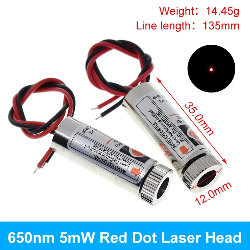 TZT 650nm 5mW 6MM 9MM 12MM Red Point / Line / Cross Laser Module Head Glass Lens Focusable Focus Adjustable Laser Head