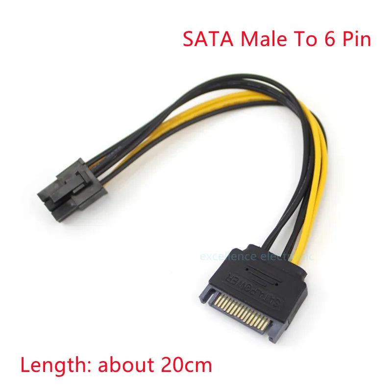 1PCS SATA Hard Drive Power Cable 15 Pin Male to Female Extension Data Cable PH/XH/VH Sata to 4/6P 8P Graphics Card Power Cable