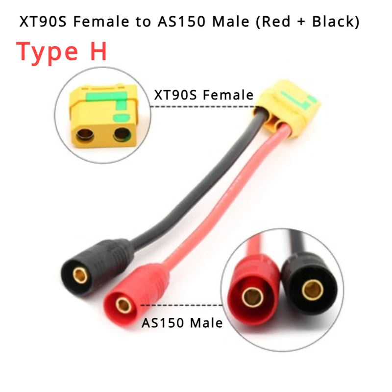 AS150 XT150 Male/Female To XT60 XT90 Plug DC Power Conversion Cable Connector 10AWG Silicone Wire Suitable for RC Batteries