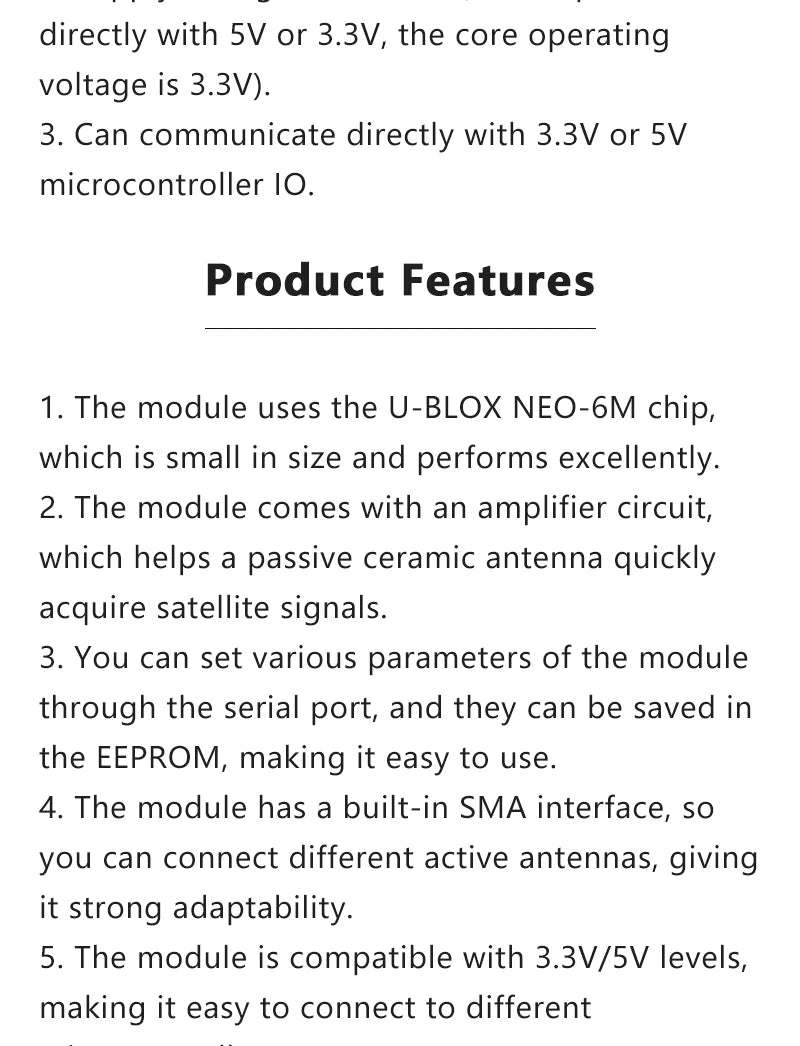 DC 3.3V-5V  GY-NEO-6M/7M/M8N GPS Positioning Module Wide Voltage 9600 Baud Rate Low Power High Tracking Sensitivity For Arduino