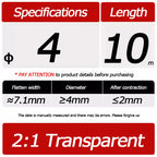10 Meter/Lot Heat Shrink Tube 2:1 Clear Transparent Tubing Shrinkable Wrap 1mm - 60mm Cable Sleeve Wire