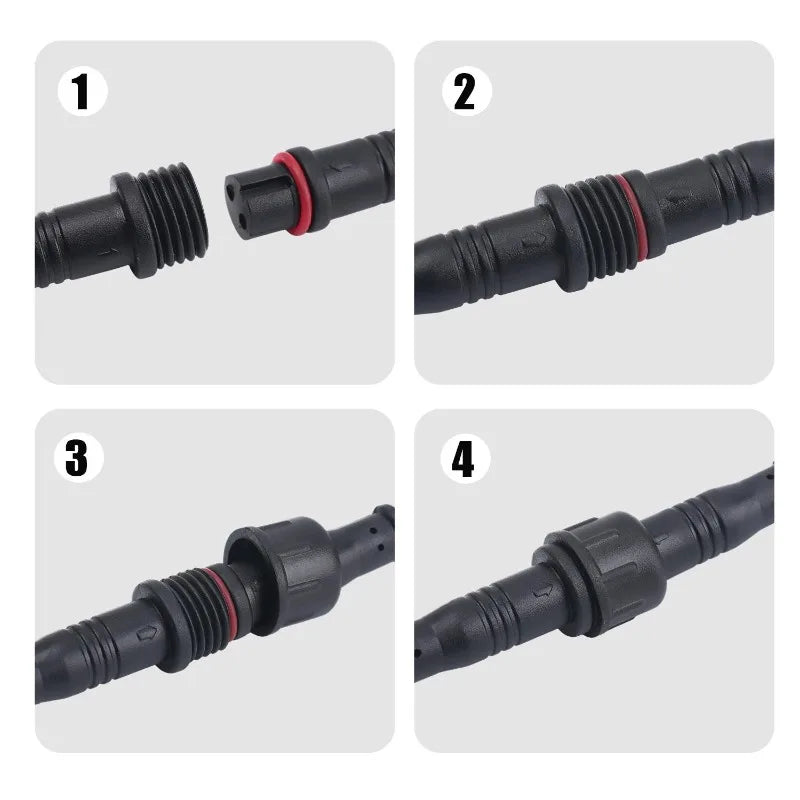M12 IP67 Waterproof Cable Connector 2/3/4 Pin Male Female Plug with PVC Wire for Car Motorcycle LED Light Auto Accessories