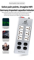 ATAUDIO HIFI Audio Noise AC Power Filter Power Conditioner Power Purifier Surge Protection with US Outlets Power Strip