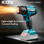HILDA Cordless Handheld Hot Air Gun With Nozzle For Shrink Wrap PVC Welding Paint Removing DIY Craft Repair For Makita Battery