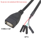 USB 2.0 to PH2.0/XH2.54/mx1.25 Data Cable, 4-Pin PH2.0 Pin to USB 2.0 Connection Cable, Small Motherboard USB Pin