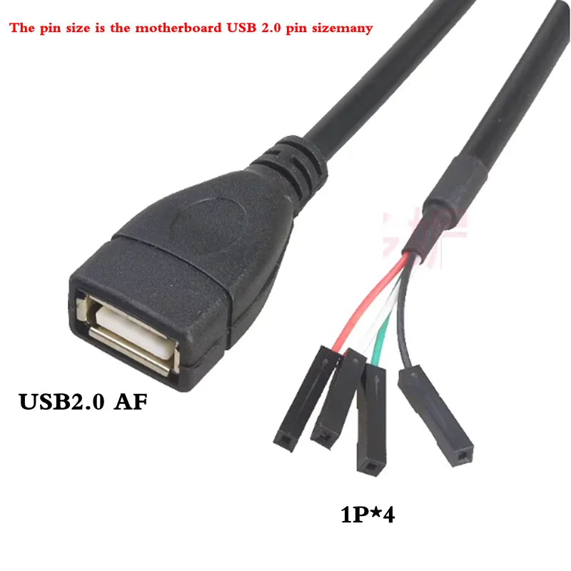 USB 2.0 to PH2.0/XH2.54/mx1.25 Data Cable, 4-Pin PH2.0 Pin to USB 2.0 Connection Cable, Small Motherboard USB Pin