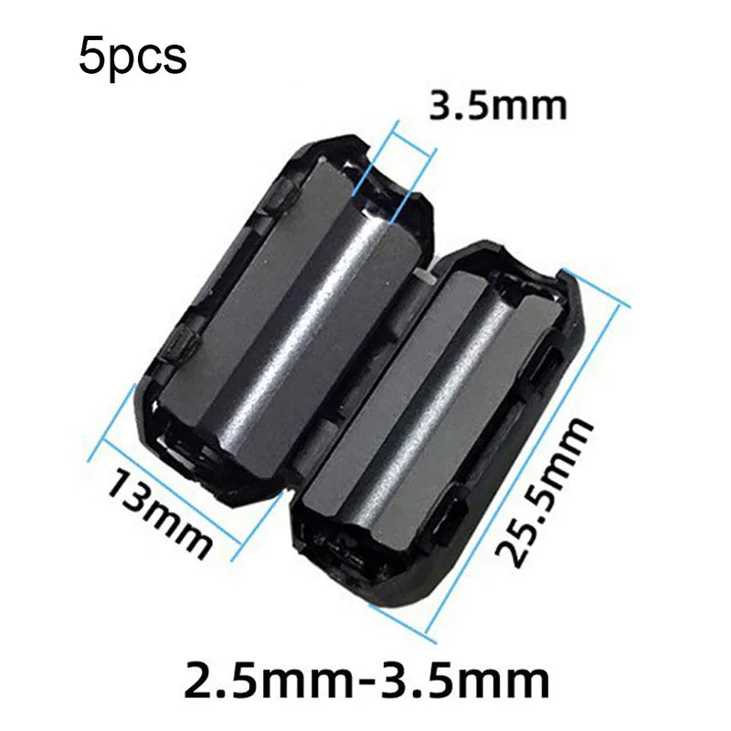 5Pcs 3.5/5/7/9/13mm Toroidal Core Ferrite Bead Clip Choke EMI RFI Noise Filter Clip For USB/Video Cable Power Cord