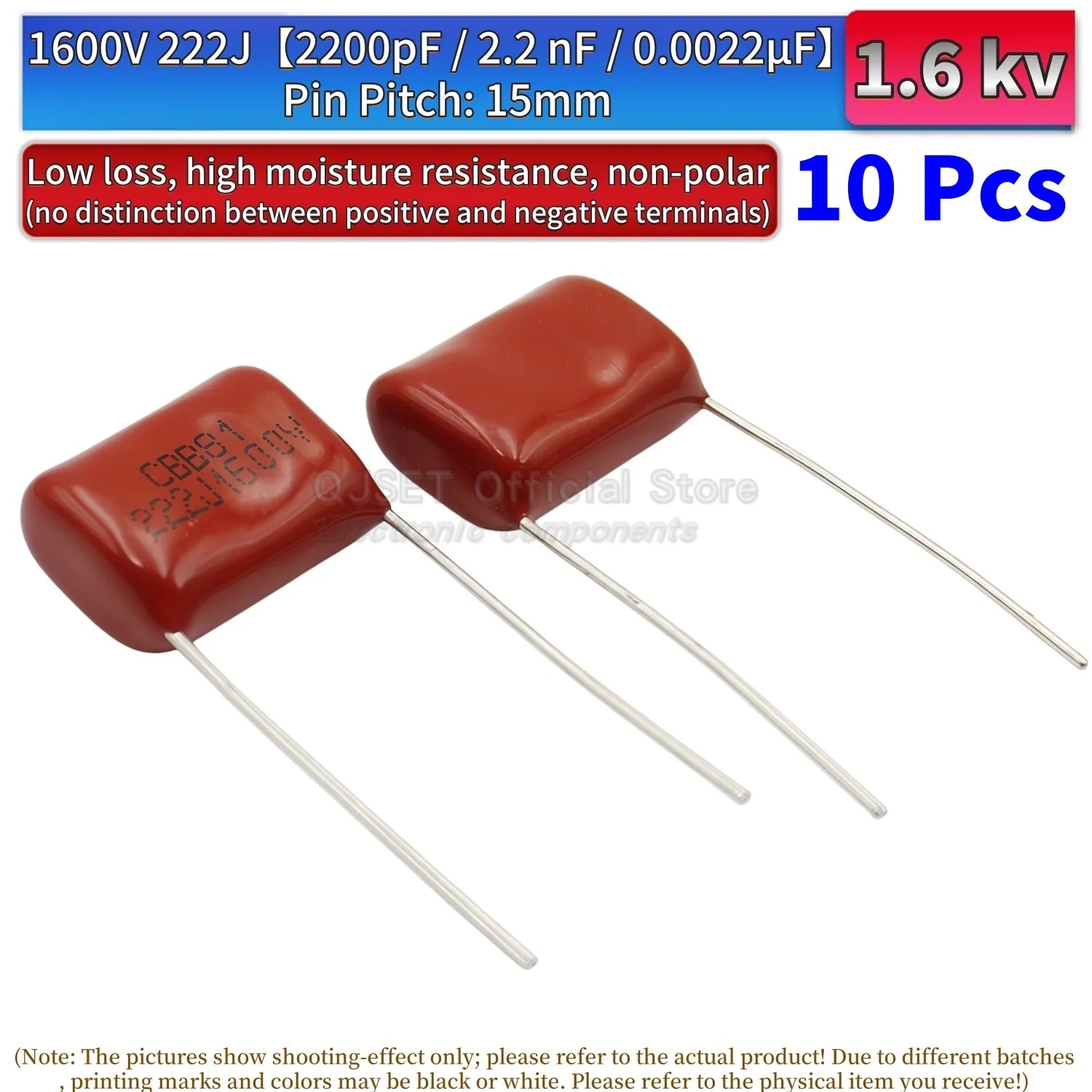 10Pcs CBB81 Metallized Polypropylene Film Capacitors High-Voltage 1.6 kV 1600 V 102j 104j 153 222 332 334 472 474 562 682J 0.1uf