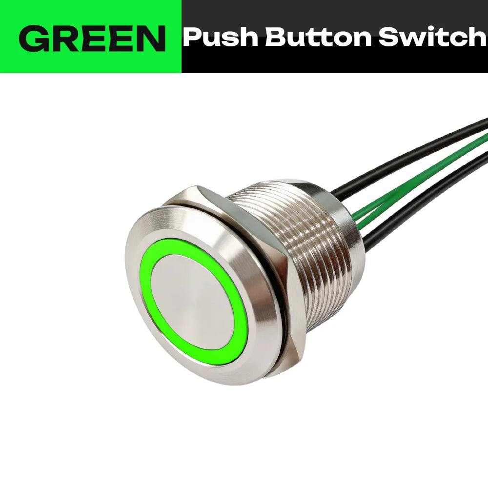 FILN 22mm 20A Waterproof Metal Push Button Switch Ring LED Lighted Pre-Wired High Current Power Switch Lamp for Car Boat Marine