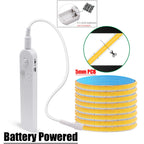 5V Motion Sensor Nigth Light COB Led Strip USB Battery Power 3mm 5mm 8mm PCB 320 LEDs Flex Lamp for Under Cabinet Kitchen Stairs